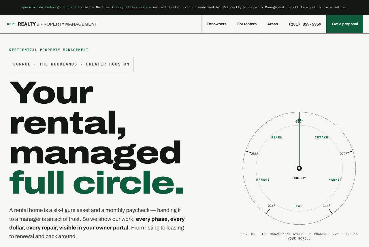 Redesigned homepage concept for a property management company