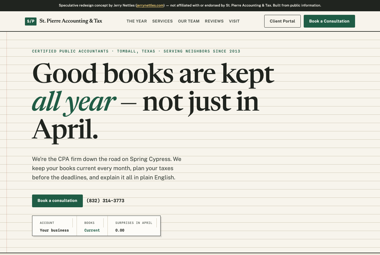 St. Pierre Accounting concept homepage